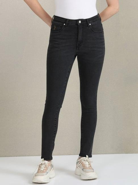 u.s. polo assn. black cotton mid rise jeans