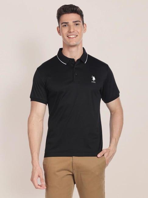 u.s. polo assn. black cotton regular fit polo t-shirt