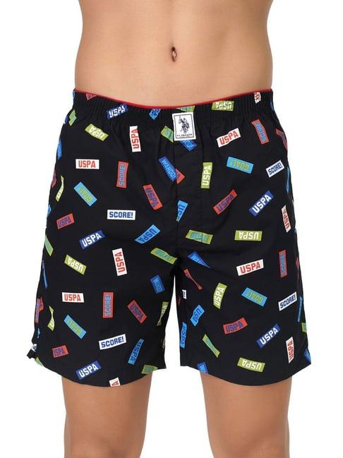 u.s. polo assn. black cotton regular fit printed boxers