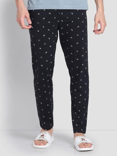 u.s. polo assn. black cotton regular fit printed lounge pants