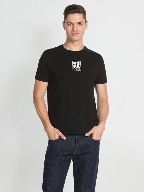 u.s. polo assn. black cotton slim fit t-shirt