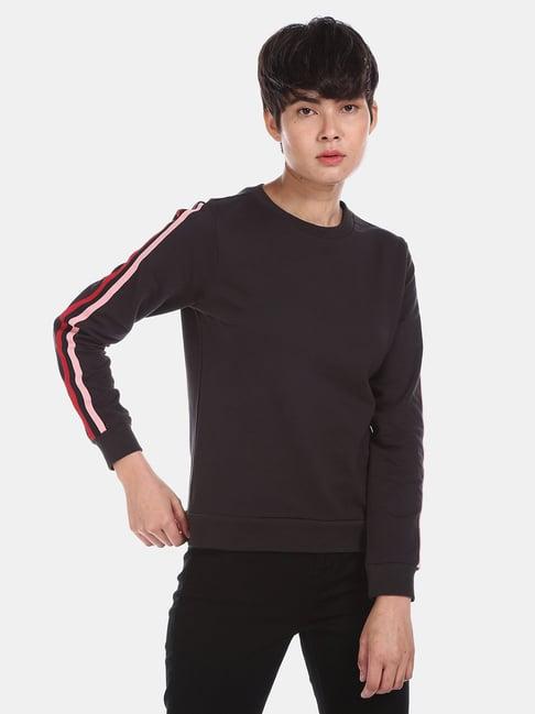 u.s. polo assn. black full sleeves round neck sweatshirt