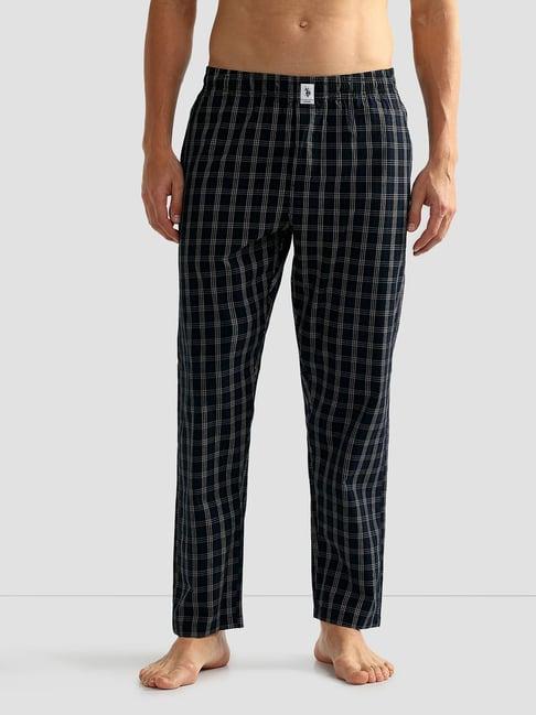 u.s. polo assn. black regular fit check lounge pants