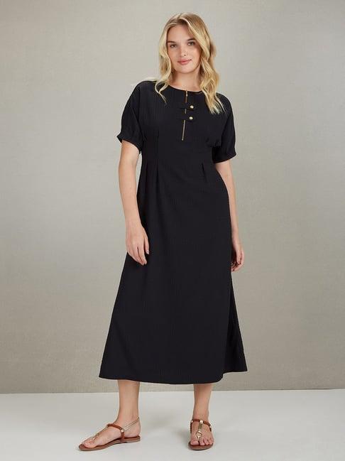 u.s. polo assn. black regular fit midi dress