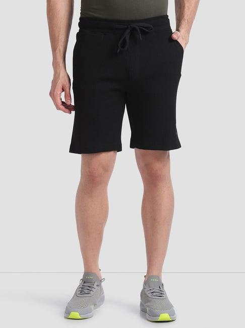 u.s. polo assn. black regular fit textured shorts