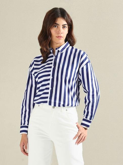u.s. polo assn. blue & white striped shirt
