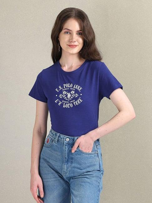 u.s. polo assn. blue cotton printed t-shirt