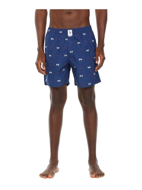 u.s. polo assn. blue cotton regular fit printed boxers