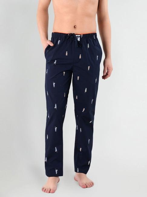 u.s. polo assn. blue cotton regular fit printed lounge pants