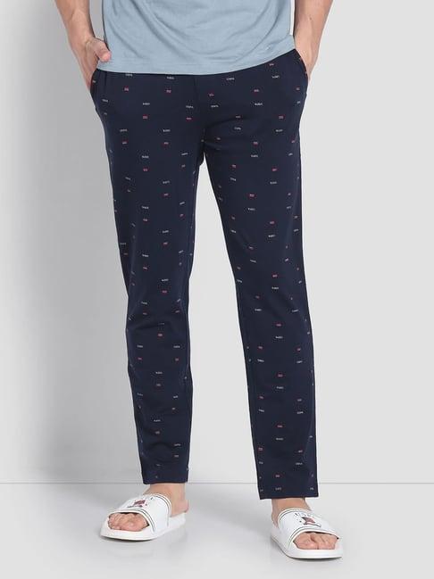 u.s. polo assn. blue cotton regular fit printed lounge pants