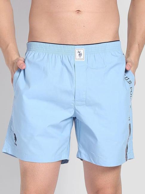 u.s. polo assn. blue cotton regular fit striped boxers