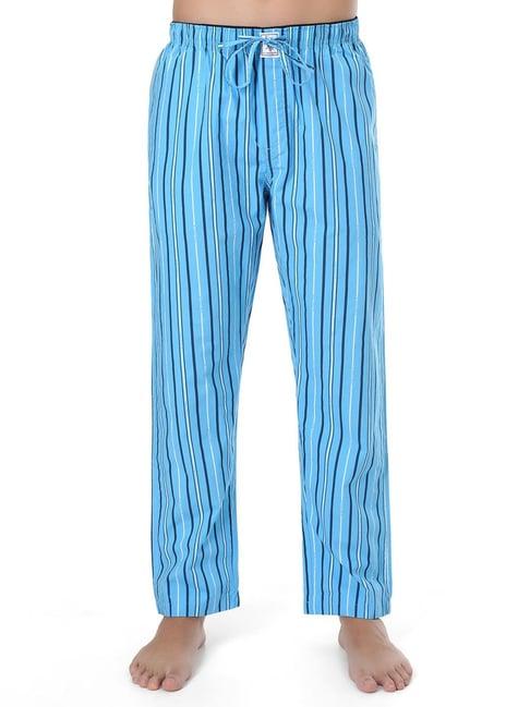 u.s. polo assn. blue cotton regular fit striped lounge pants