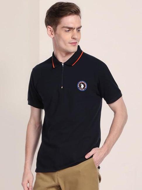 u.s. polo assn. blue cotton slim fit polo t-shirt