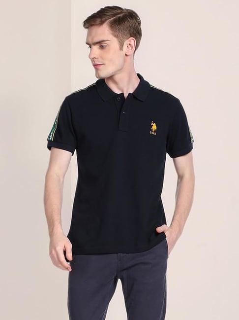 u.s. polo assn. blue cotton slim fit polo t-shirt