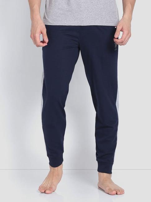 u.s. polo assn. blue cotton tapered fit striped lounge pants