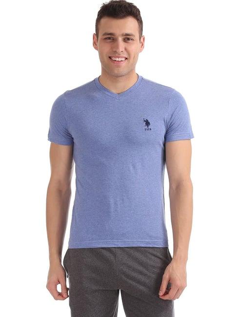 u.s. polo assn. blue regular fit self pattern t-shirt