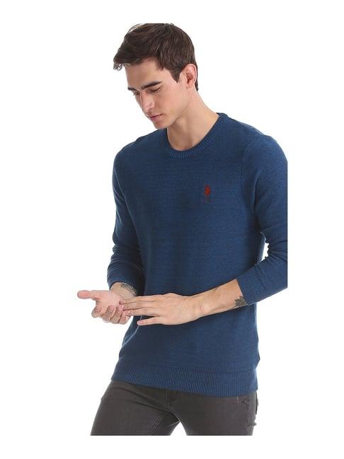 u.s. polo assn. blue regular fit sweater