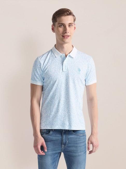 u.s. polo assn. blue slim fit printed polo t-shirt