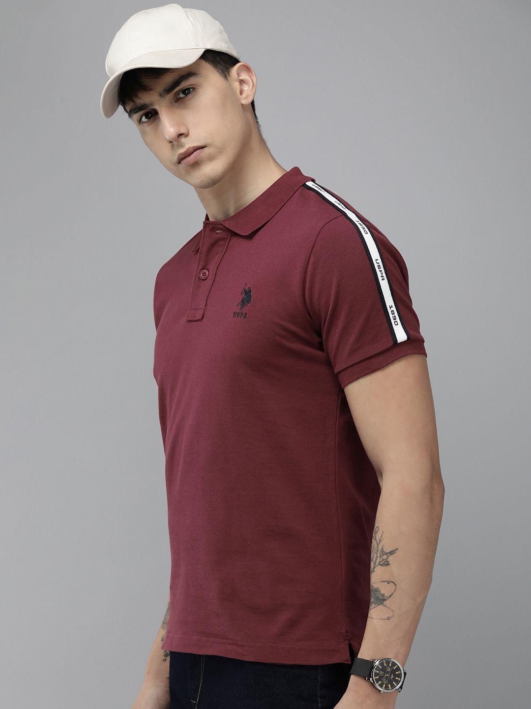 u.s. polo assn. brand logo embroidered polo collar pure cotton slim fit t-shirt
