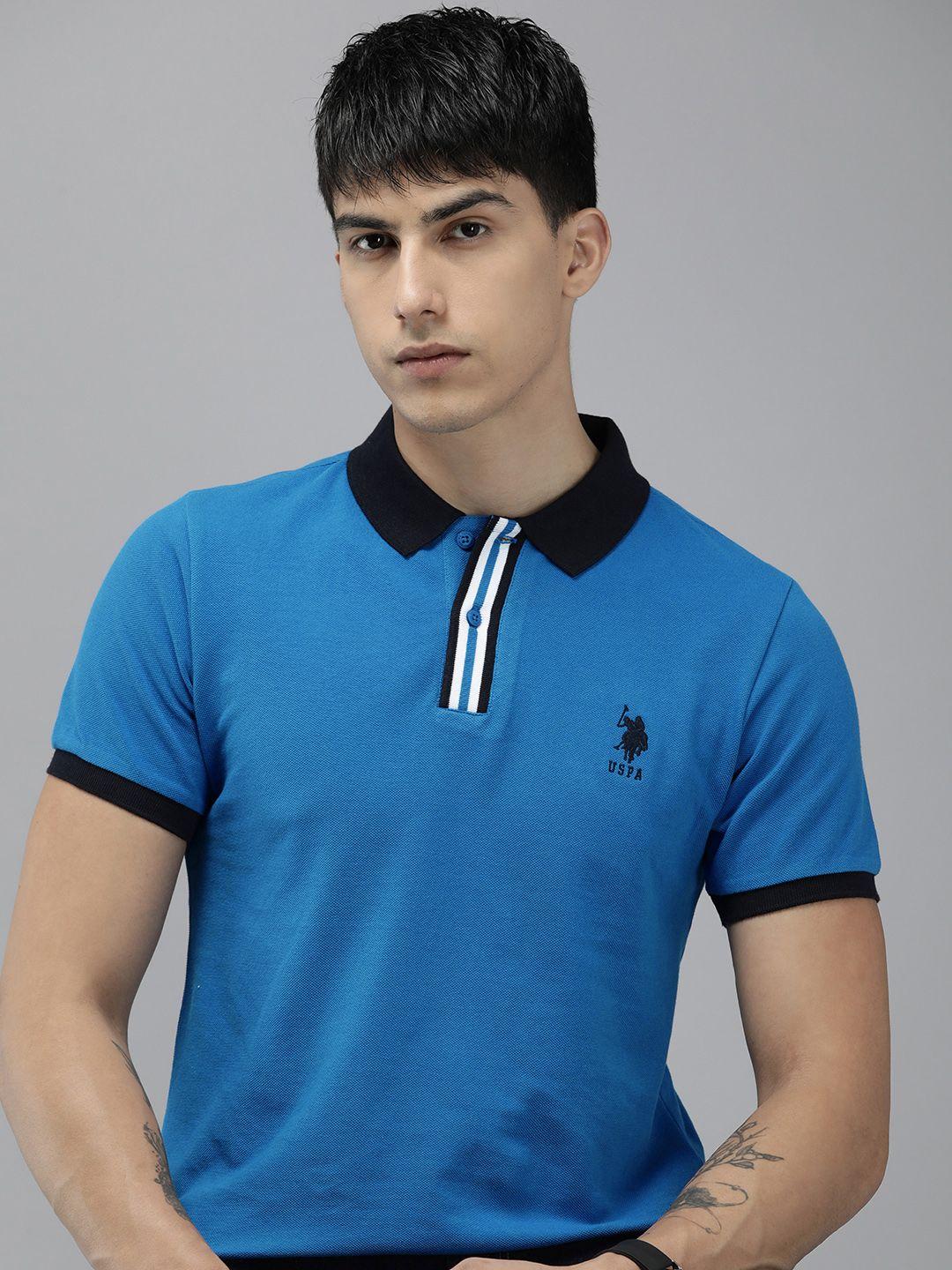 u.s. polo assn. brand logo embroidered polo collar pure cotton slim fit t-shirt