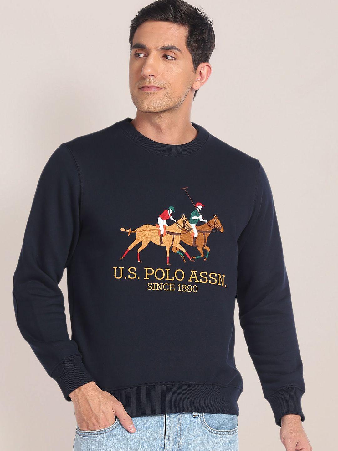 u.s. polo assn. brand logo embroidered round neck pullover sweatshirt