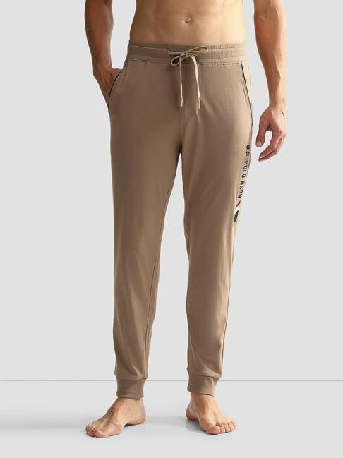 u.s. polo assn. brown regular fit logo print lounge pants