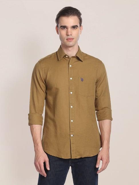 u.s. polo assn. brown regular fit shirt