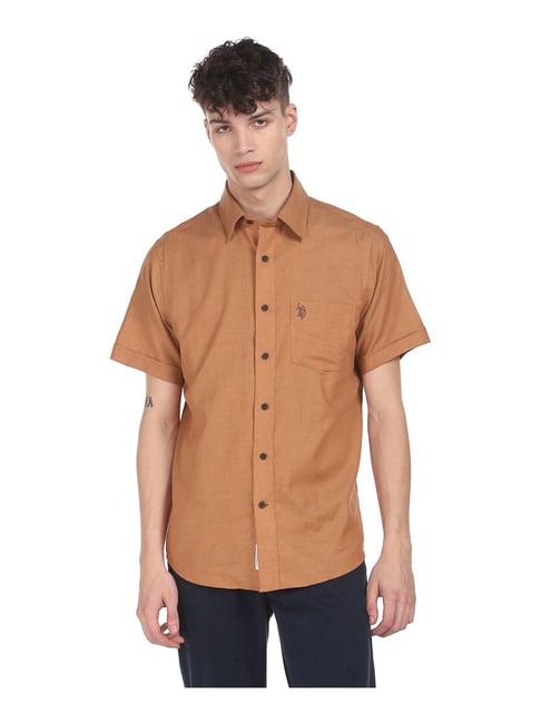 u.s. polo assn. brown regular fit shirt