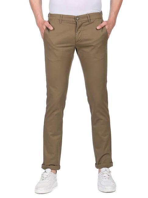 u.s. polo assn. brown slim fit flat front trousers