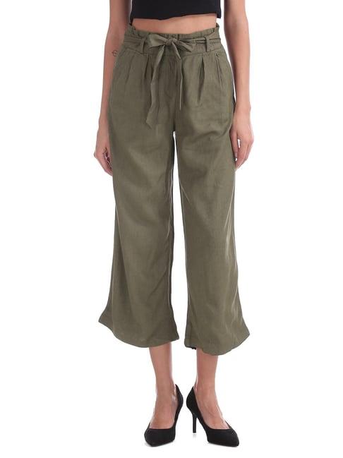 u.s. polo assn. burnt olive regular fit belted culottes