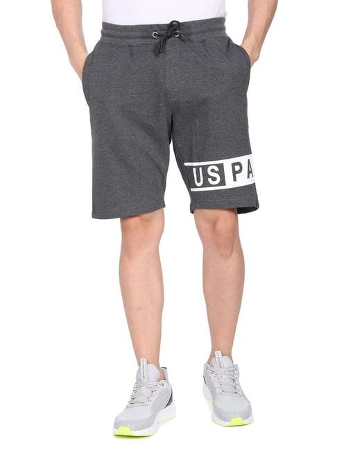 u.s. polo assn. charcoal regular fit printed shorts