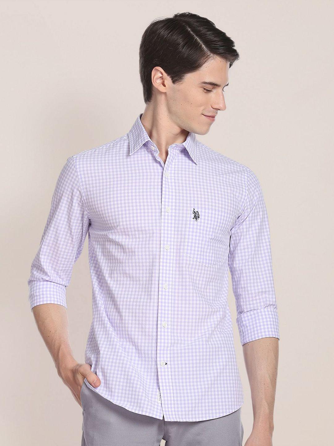 u.s. polo assn. checked oxford pure cotton casual shirt