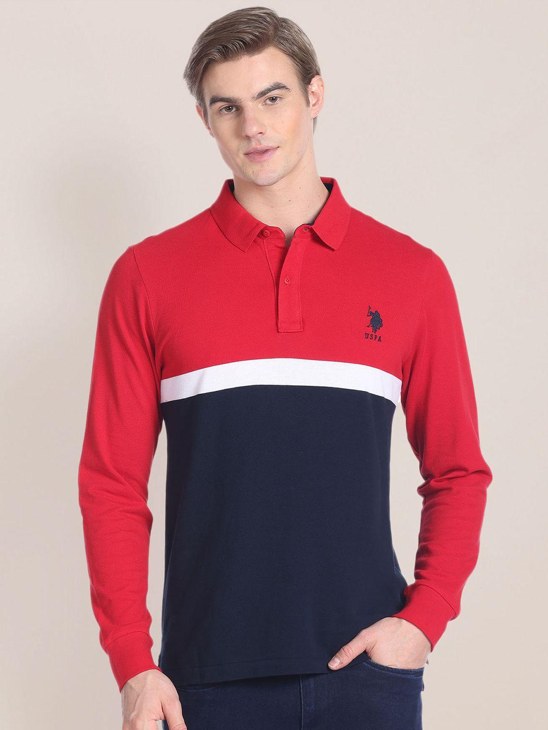 u.s. polo assn. colourblocked polo collar slim fit t-shirt