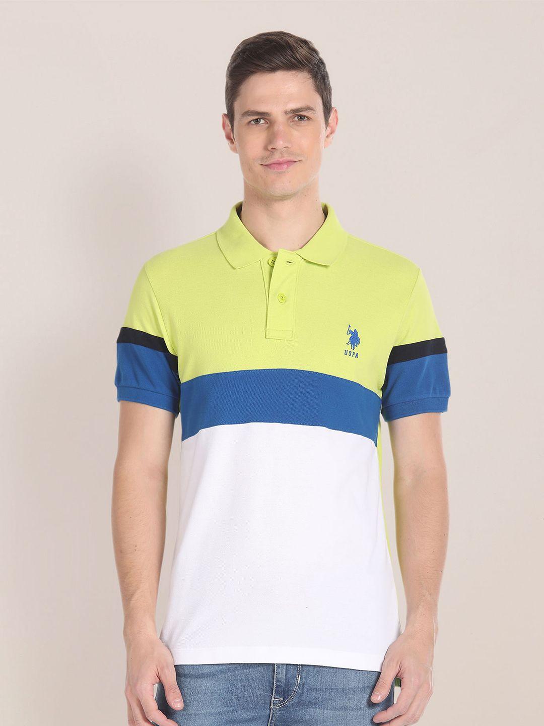 u.s. polo assn. colourblocked slim fit pure cotton t-shirt