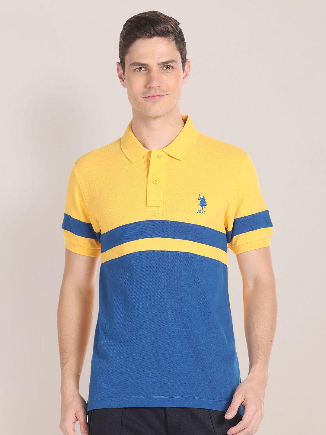 u.s. polo assn. colourblocked slim fit pure cotton t-shirt