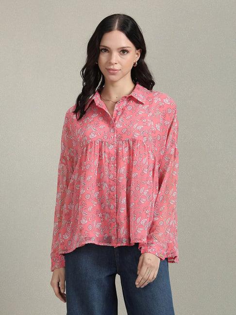 u.s. polo assn. coral floral print shirt