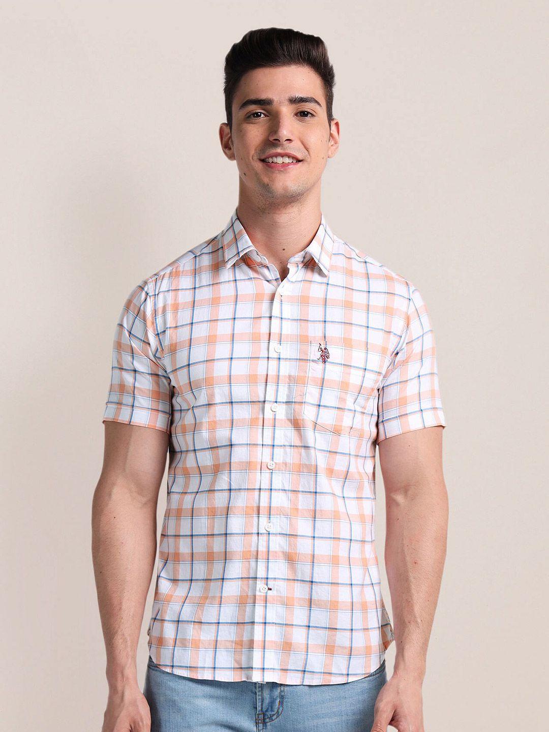 u.s. polo assn. cotton opaque checked casual shirt