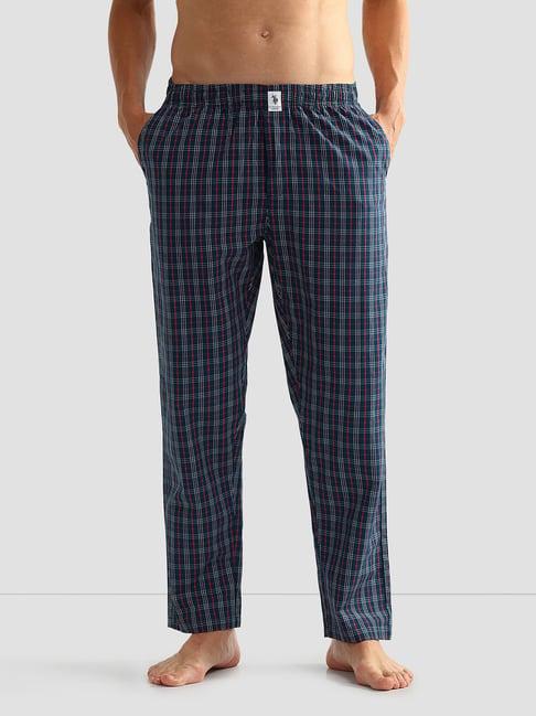 u.s. polo assn. dark blue regular fit check lounge pants