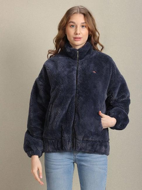 u.s. polo assn. dark blue regular fit fur jacket