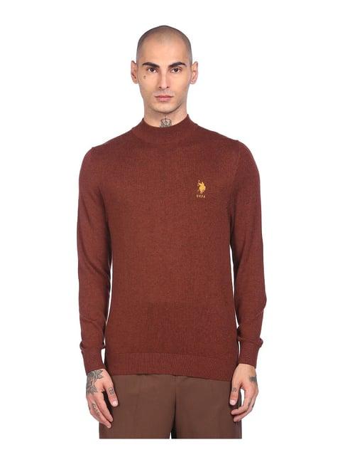 u.s. polo assn. dark brown mock collar sweater