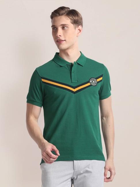 u.s. polo assn. dark green slim fit striped polo t-shirt