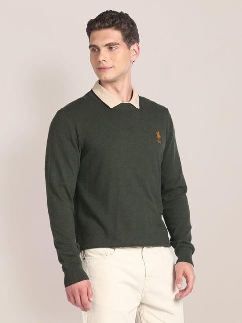 u.s. polo assn. dark olive regular fit sweater