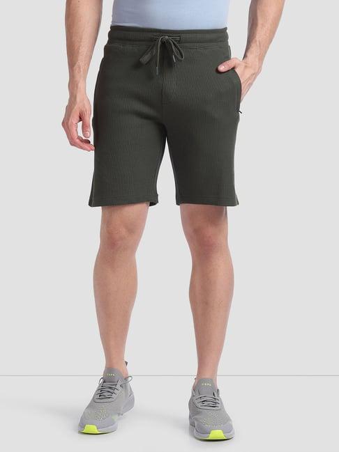 u.s. polo assn. dark olive regular fit textured shorts