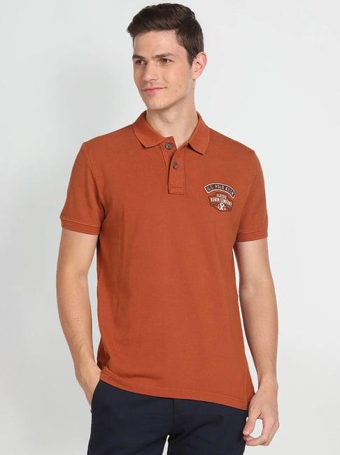 u.s. polo assn. denim co. brown slim fit cotton polo t-shirt