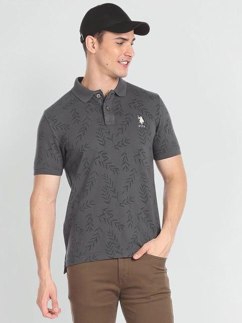 u.s. polo assn. denim co. charcoal cotton slim fit polo t-shirt