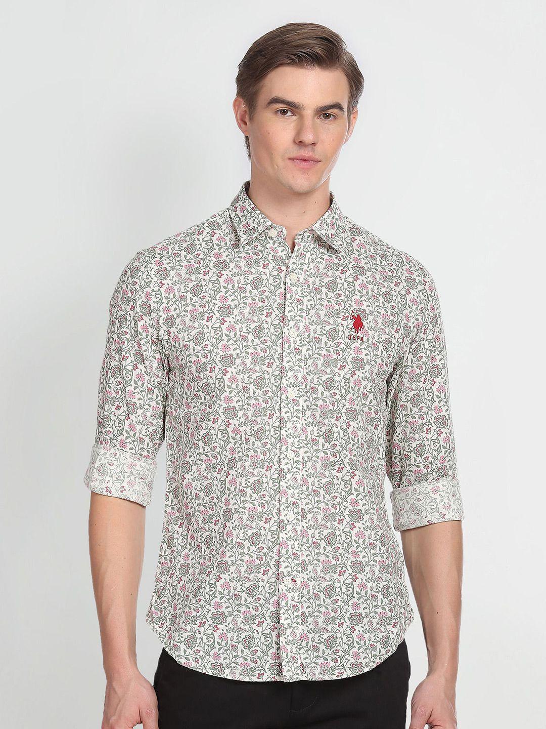 u.s. polo assn. denim co. floral printed slim fit comfort cotton casual shirt