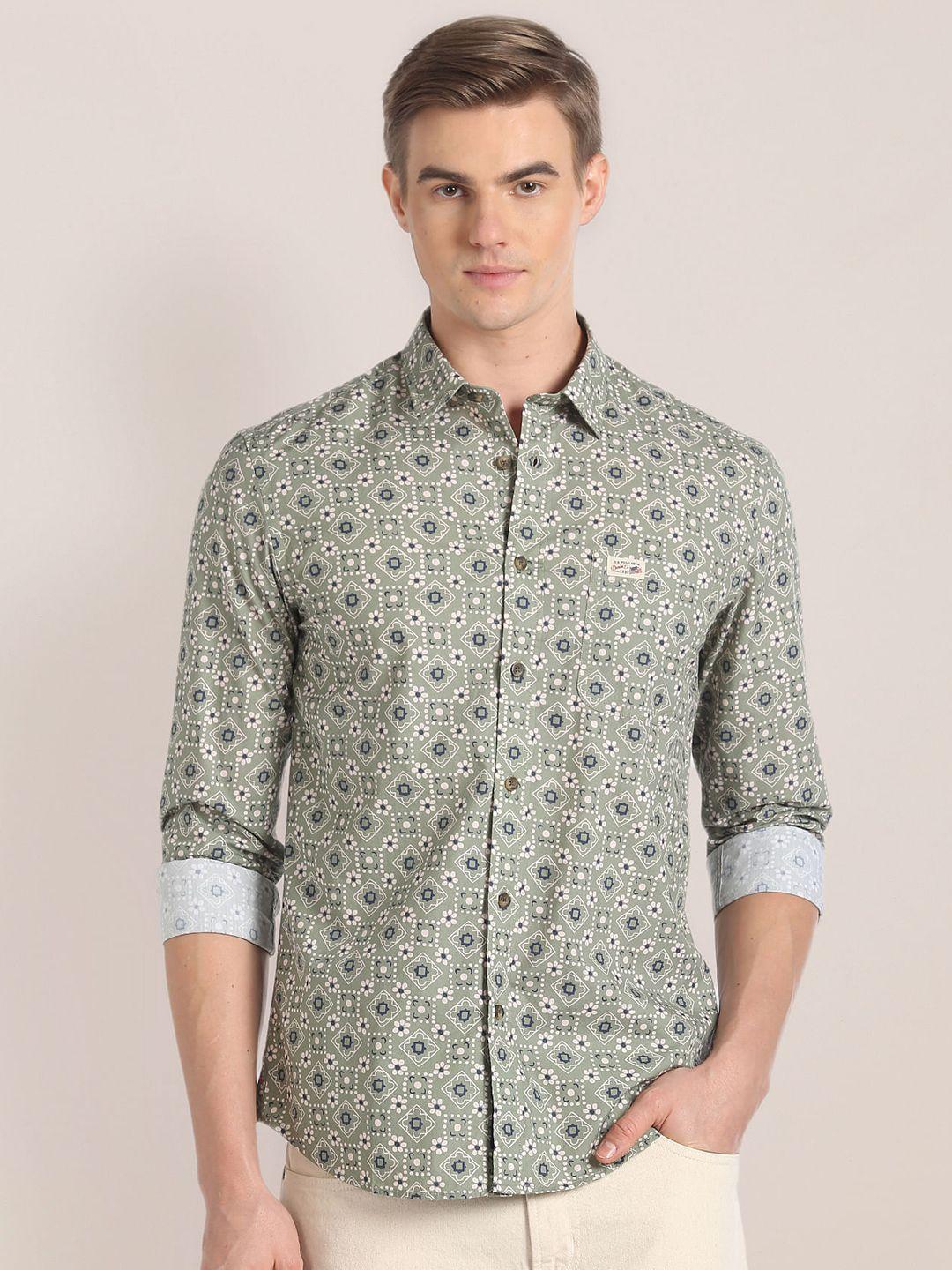 u.s. polo assn. denim co. geometric printed cotton casual shirt