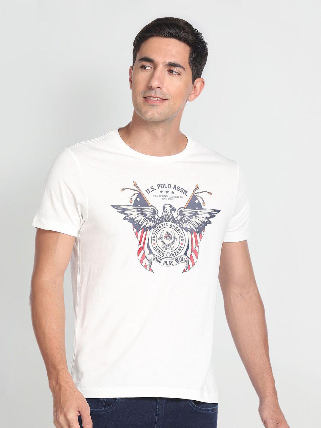 u.s. polo assn. denim co. graphic printed slim fit pure cotton casual t-shirt