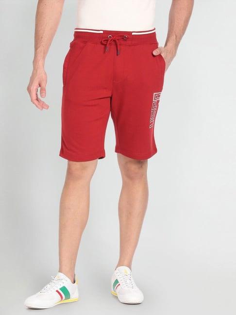 u.s. polo assn. denim co. maroon regular fit printed shorts