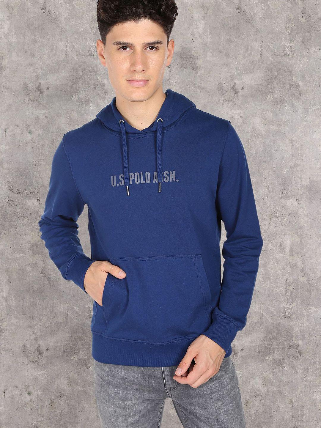 u.s. polo assn. denim co. men blue hooded pure cotton sweatshirt